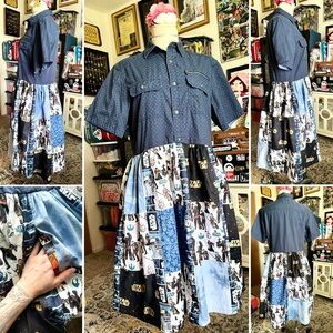 Patchwork Shirtdress with Pockets!